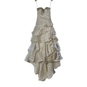 Allure Bridals Wedding Dress Women 6 Ivory DWS Ruched Crystal Floral 8817